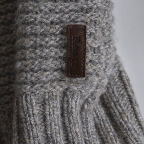 Roots Lambs Wool Sweater Gray Tan Long Sleeve Size Small - Picture 7 of 10